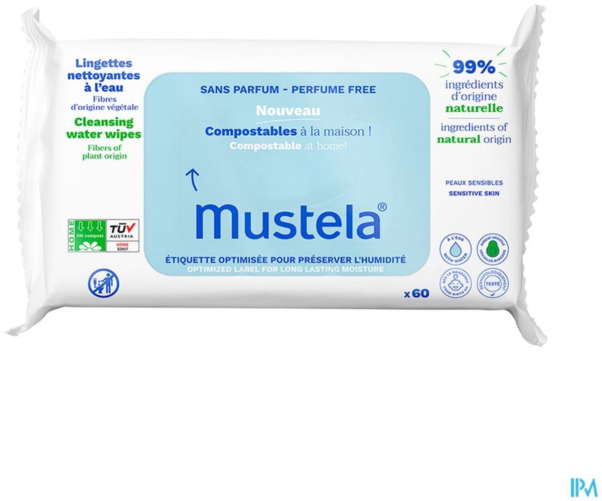 Mustela reinigende doekjes water z parfum 60