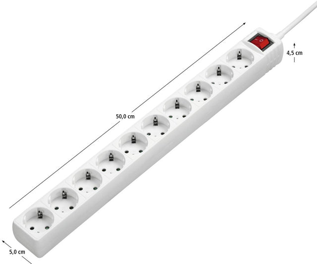 Hama stekkerdoos met schakelaar - 10-voudig - 3m kabel - wit