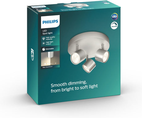 Philips led philips star opbouwspot - 3-lichts - aluminium