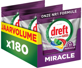 Dreft platinum miracle all-in-one - 30 minute miracle vaatwastabletten - citroen - 180 stuks