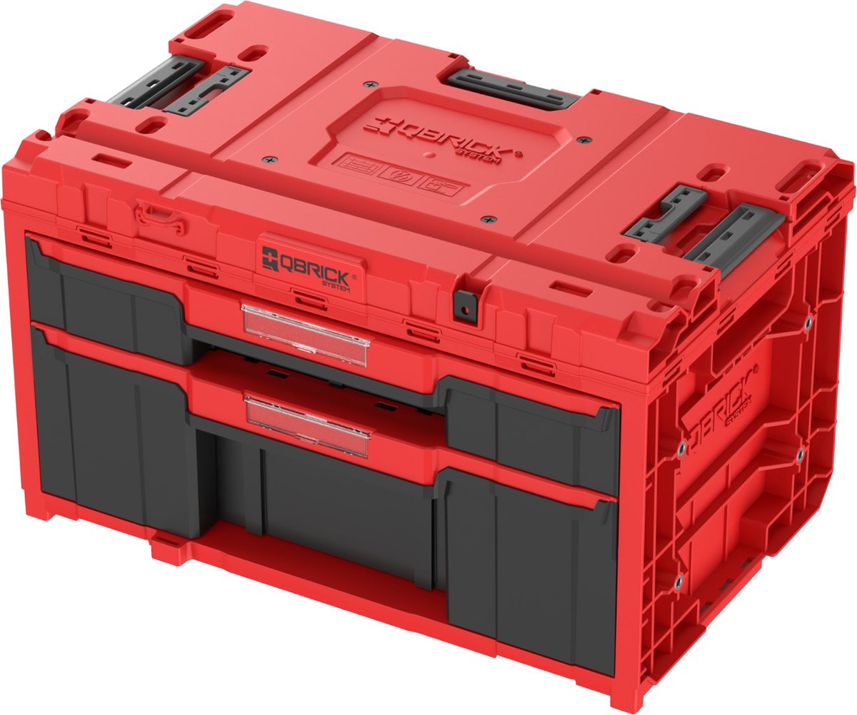 Qbrick system qbrick systeem one lade 2 plus gereedschapskoffer 2.0 rood ultra hd modulaire gereedschapskoffer 587 x 380 x 340 mm 9 l 20 l