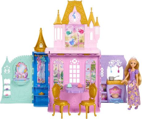Mattel disney prinses rapunzel pop en close carry kasteel speelset - met 5 speelgebieden en 20 accessoires