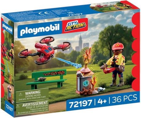Playmobil city action brandweer blusdrone speelgoed met waterkanon.