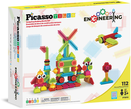 Picassotiles tactic picasso tiles - constructiespeelgoed - hedgehog building blocks - bouwspeelgoed - stem speelgoed - creatief bouwspeelgoed - 112-delig - vanaf 3 jaar