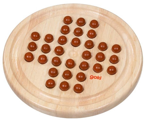 Goki solitaire spel 23x2cm - inclusief houten knikkers - gemaakt van rubberboomhout