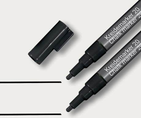 Sigel krijtstift zwart ronde punt 1 2 mm set 2 stuks