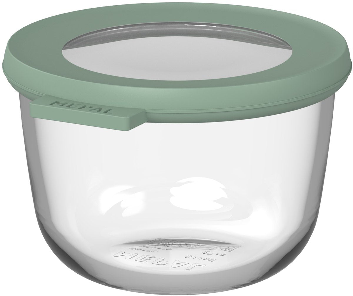 Mepal glazen vershouddoos rond cirqula - 500 ml - glazen vershoudbakjes - hittebestendig tot 550 °c. zonder deksel - meal prep bakjes - nordic sage