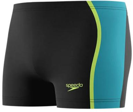 Speedo solid splice aquashort heren - chloorbestendige zwemboxer heren - kleurvaste strakke zwembroek heren - sportzwembroek heren met voering - zwart groen - m
