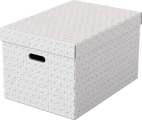 Esselte home grote opbergdoos met deksel - set van 3 stuks - 100% gerecycled karton en 100% recyclebaar - wit