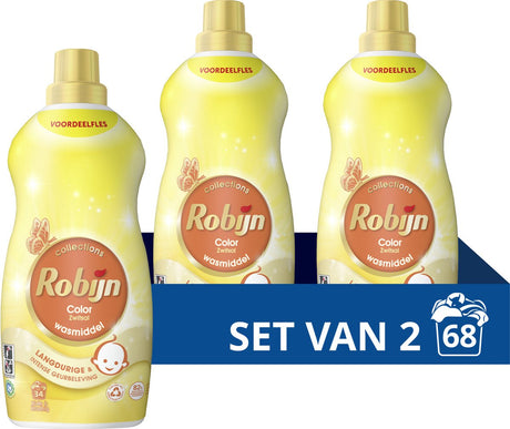 Robijn -vloeibaar wasmiddel - klein krachtig- zwitsal - 2 flessen -68 wasbeurten - voordeelverpakking