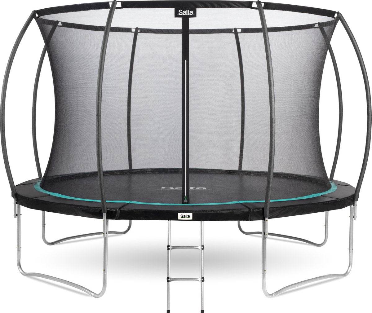Salta cosmos - ø 427 cm - inclusief ladder - belastbaar tot 120 kg - ronde trampoline met veiligheidsnet - zwart