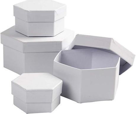 Creativ company https: www.cchobby.nl hexagonale-dozen-afm-6-5x4-8x5-10x6-12x7-cm-wit-4-stuk-1-set
