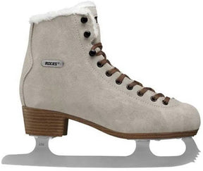 Roces - suède eco-fur - kunstschaatsen - schaatsen dames - bruin - warme eco-fur voering rvs ijzer - maat eu 38