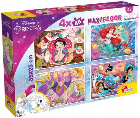 Lisciani - disney princess - double face - puzzel maxifloor - 4 x 48 stukjes
