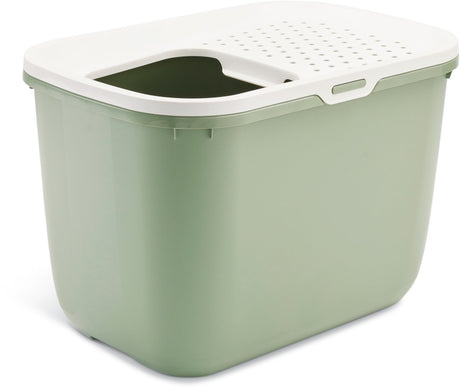 Savic hop in - kattenbak - instap boven - botanical groen wit - 58,5 x 39 x 39,5 cm