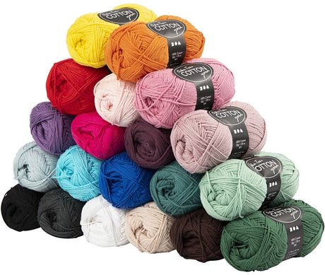 Creativ company katoengaren, l: 170 m, 8 4, 20x50 gr, kleuren assorti