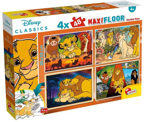 Lisciani - lion king - double face - puzzel maxifloor - 4 x 48 stukjes