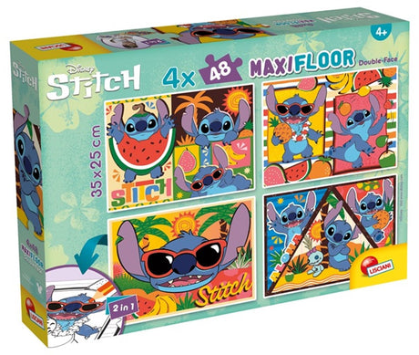Lisciani - stitch - double face - puzzel maxifloor - 4 x 48 stukjes