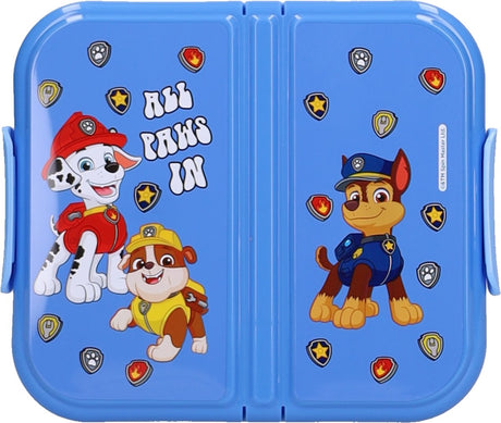 Paw patrol eat yum repeat lunchbox - 15 x 18 x 5 cm - blauw - chase, marshall rubble