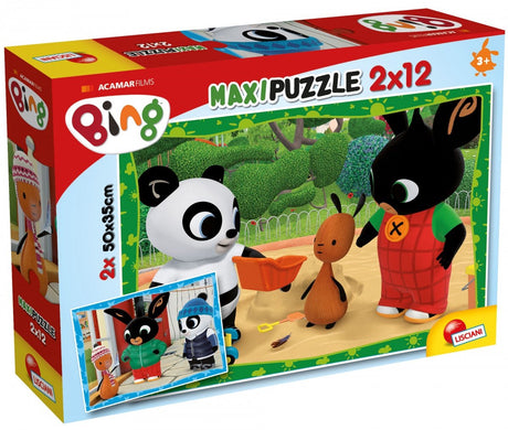 Lisciani - bing - puzzel maxifloor - bing en zijn vriendjes - 2 x 12 stukjes