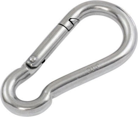 Starx karabijnhaak - met geweersluiting - rvs rond staal - afmeting 60 x 6 mm - kleur zilver - geschikt voor diverse bevestigingen - inclusief blisterverpakking - verpakt per 1 stuks