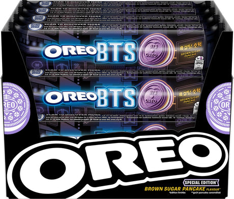 Oreo bts koekjes limited edition chocolade cacao met vanille en hotteok crèmevulling - doos 16 x 157g - army - brown sugar pancake - korean streetfood - chocoladekoeken - koek - rollpacks