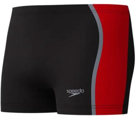 Speedo solid splice aquashort heren - chloorbestendige zwemboxer heren - kleurvaste strakke zwembroek heren - sportzwembroek heren met voering - zwart rood - xl