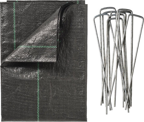 Nature - gronddoek (2 x 5m) met pennen (10 st.) - 100 g m² - zwart - anti-worteldoek