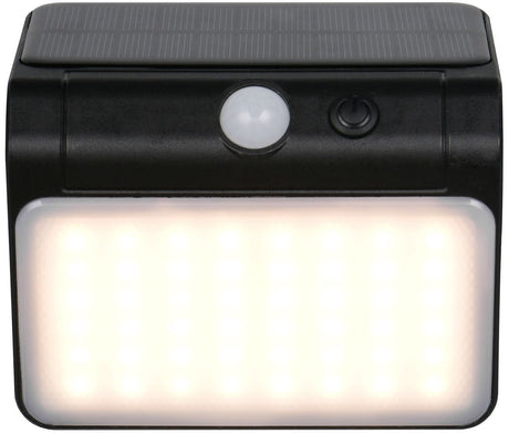 Rl live your light reality olinda - wandlamp - zwart - incl. 1x smd 2,5 w - schemersensor - wandmontage - oplaadbaar - zonne-energie - 4000k - niet dimbaar - bewegingssensor en orientatielicht - buitenverlichting - ip44