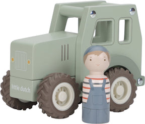 Little dutch tractor - hout - 11x13x8cm - met poppetje - 18m+