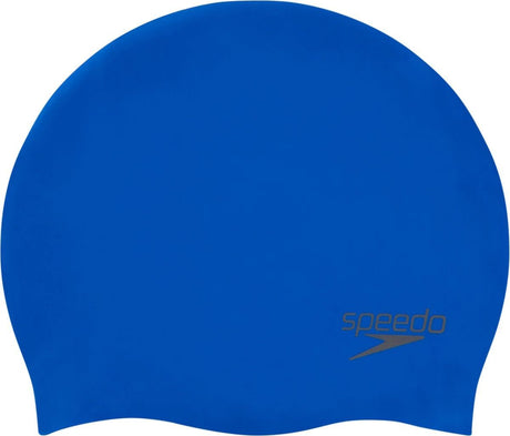 Speedo plain moulded silicone cap badmuts unisex - zwemmuts dames en heren - 100% silicone - beschermt tegen chloor - ergonomisch 3d design - minder weerstand in het water - blauw - one size