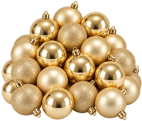 Mica decorations kerstballenset goud 27 stuks - onbreekbare kerstballen ø8 cm - kunststof kerstballen voor kerstboom - ideaal voor kinderen en huisdieren - goud