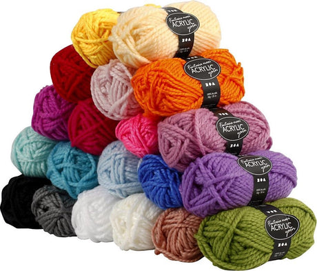 Creativ company fantasia acrylgaren, l: 35 m, maxi , diverse kleuren, 50 gr, 20 bol