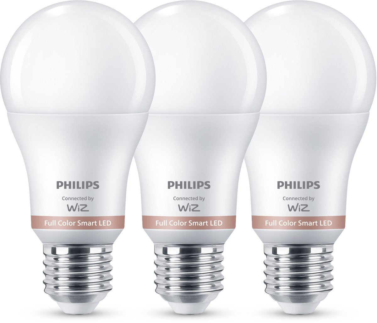 Philips smart lighting - lamp 3-pack - slimme led-verlichting - gekleurd en wit licht - e27 - 60w - mat - wi-fi