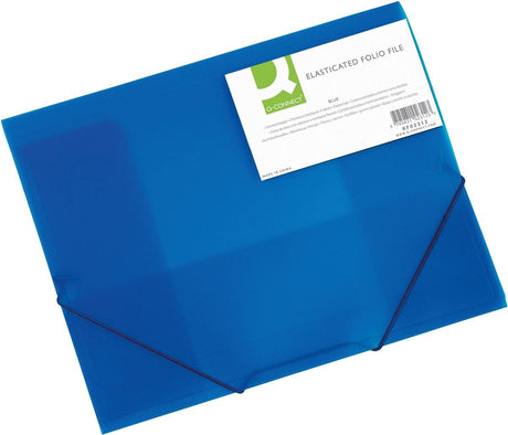 Connect q- elastomap, a4, 3 kleppen en elastieken, transparant pp, blauw 24 stuks