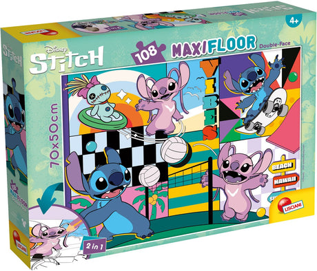 Lisciani - lilo stitch - double face - puzzel maxifloor - 108 stukjes