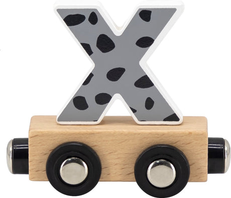 Tryco houten lettertrein kleuren letter x - letterwagon voor woorden en naamtreinen - stimuleert creativiteit en motoriek - vanaf 3 jaar