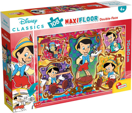 Lisciani - pinocchio - double face - puzzel maxifloor - 108 stukjes