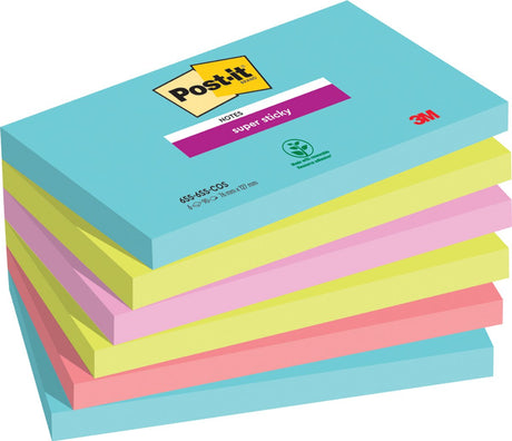 Post-it 3m memoblok miami, 76x127mm, assorti, pak ãƒ 6 stuks