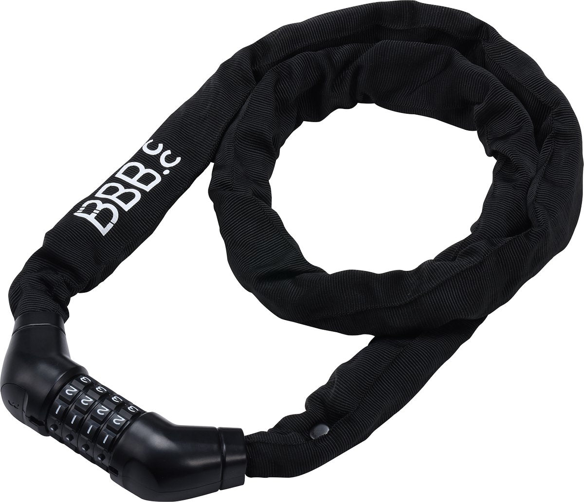 Bbb cycling codeguard chain cijferslot - fietsslot met duurzame beschermhoes - lengte: 180cm - dikte: 5mm - kettingslot voor stadsfiets, racefiets mountainbike - bbl-105