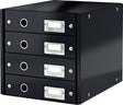 Leitz wow click store ladekast met 4 laden - 81% gerecycled karton - voor a4 formaten - ruimtebesparende opberger - zwart