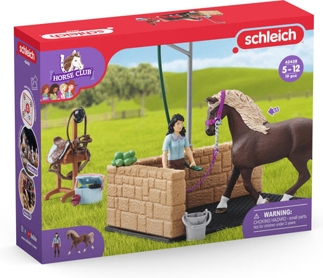 Schleich horse club - speelfigurenset - wasplaats met horse club emily luna - kinderspeelgoed voor jongens en meisjes - 5 tot 12 jaar - 14 onderdelen - 42438