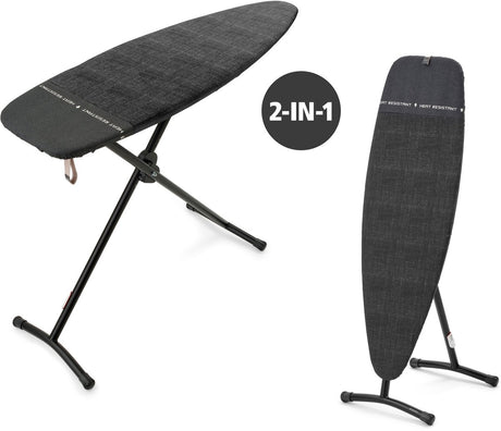 Brabantia strijkplank en stoombord d - 2 in 1 - geschikt voor strijken en stomen - 135x45 cm - denim black