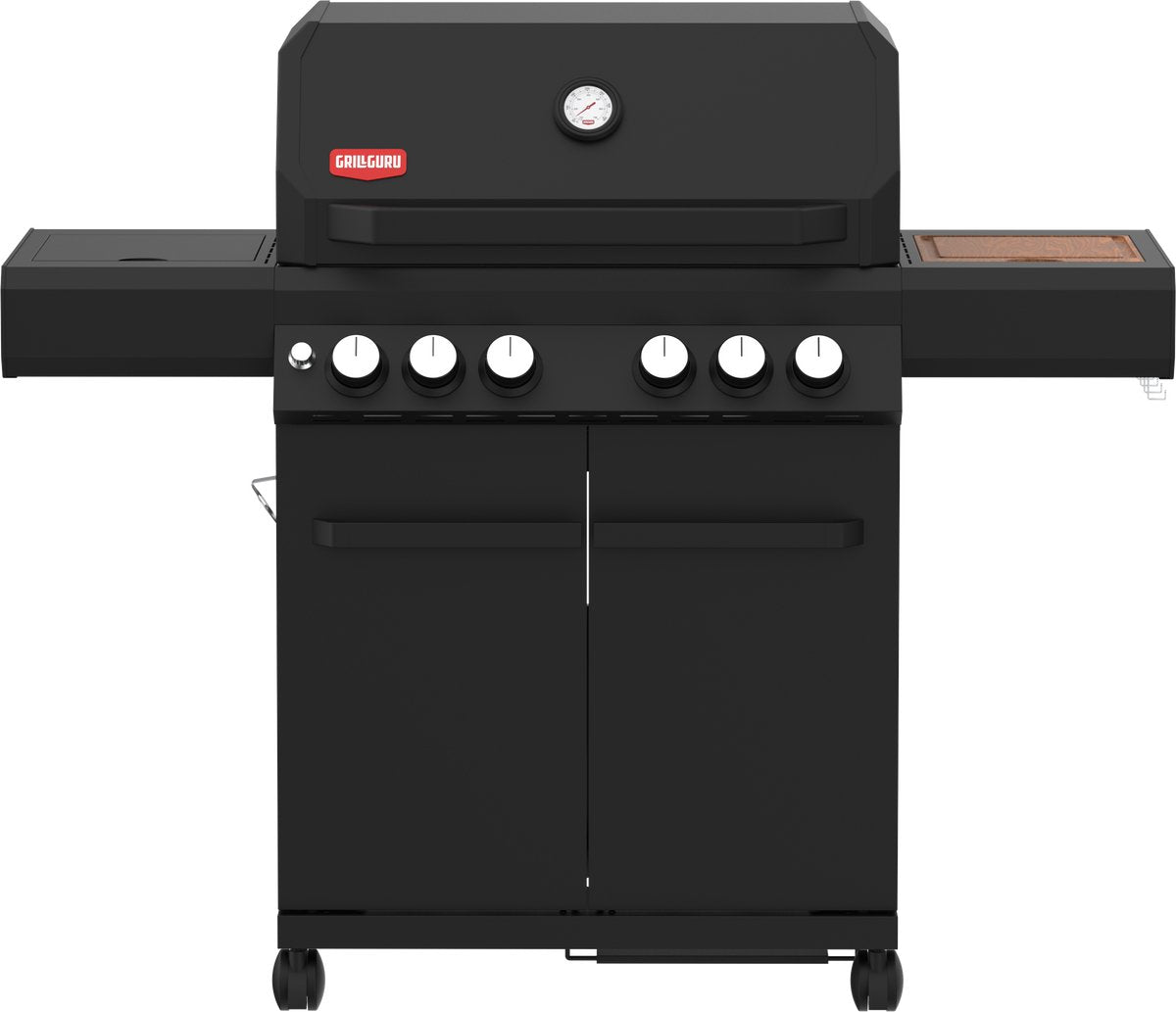 Grill guru burner 4 - gasbarbecue - 3x hoofdbrander - 1x infrarood - 1x zijbrander - 1x achterbrander - zwart