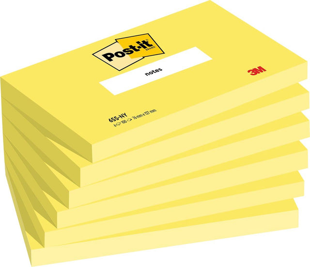 Post-it memoblok 655 76x127mm 100 vel per blok neon geel | 6 stuks