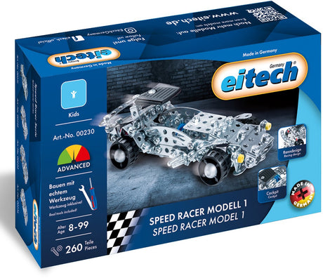 Eitech ® bouwdoos – speed racer model 1 – 260-delig – metalen bouwpakket met gereedschap – constructiespeelgoed – vanaf 8 jaar