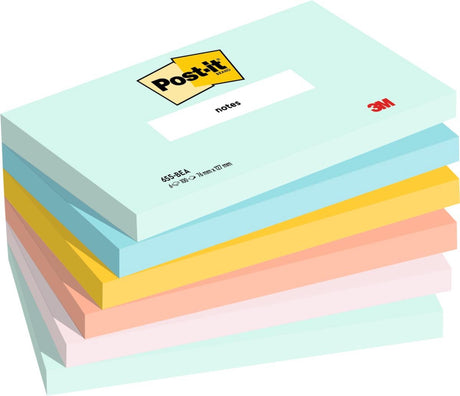 Post-it notes, 100 vel, ft 76 x 127 mm, pak van 6 blokken, beachside colour collection 12 stuks
