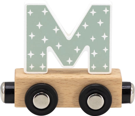 Tryco houten lettertrein kleuren letter m - letterwagon voor woorden en naamtreinen - stimuleert creativiteit en motoriek - vanaf 3 jaar