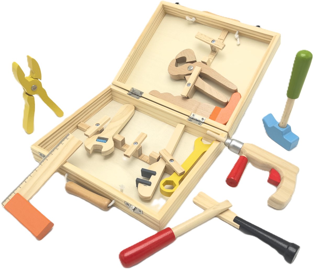 Playwood houten gereedschapskist 12-delig