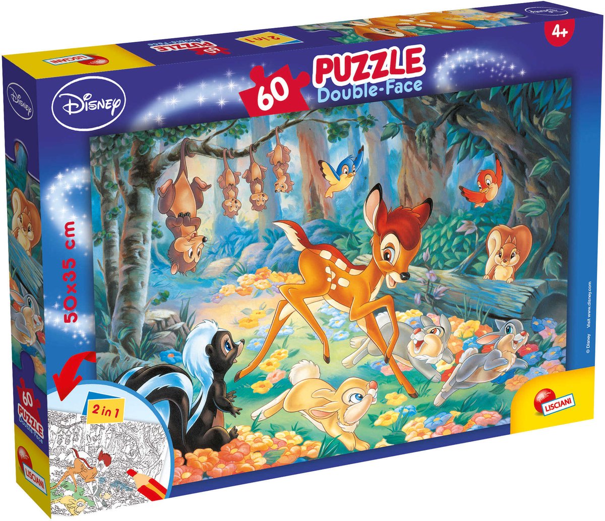 Lisciani - bambi - double face - puzzel - 60 stukjes